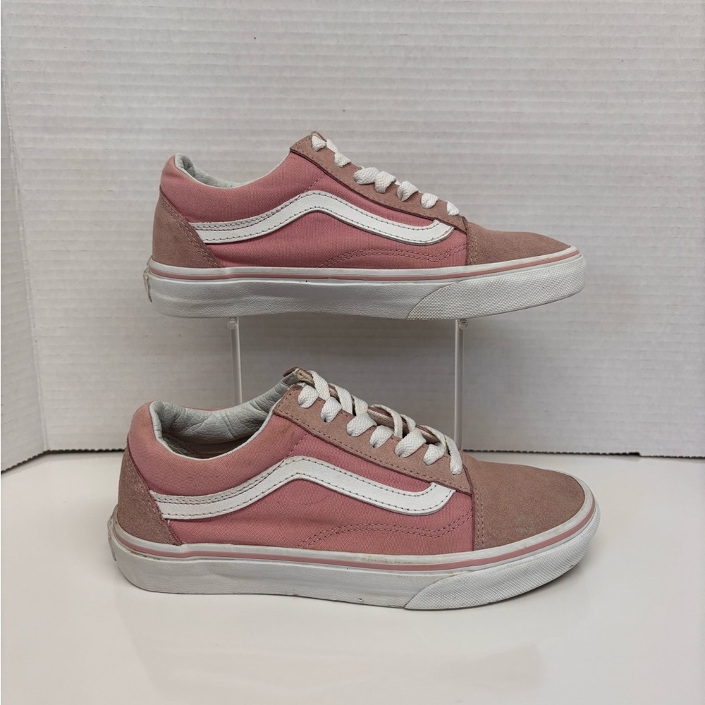 Vans Old Skool Pink and White Low-Top Suede Sneakers